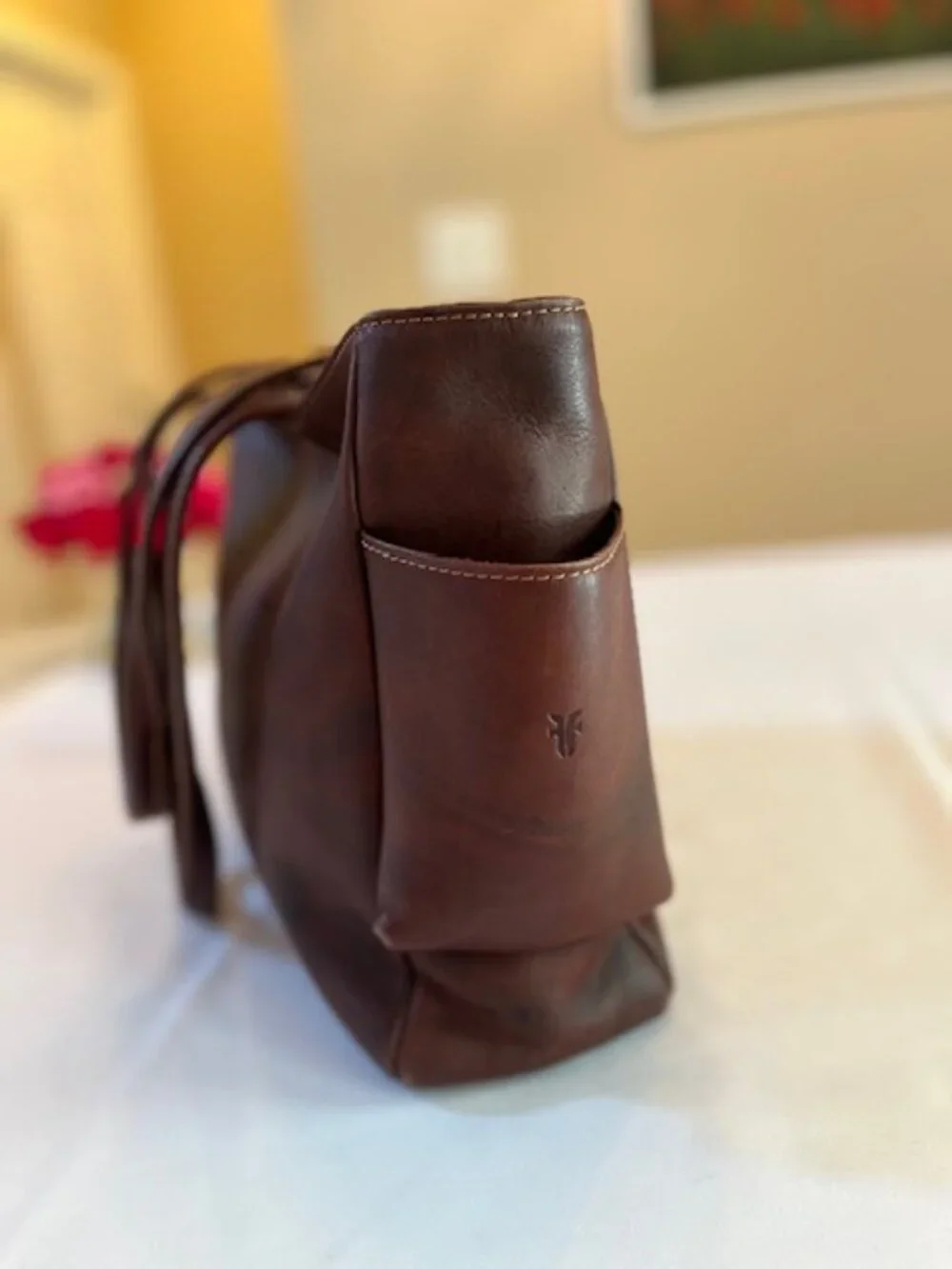 FRYE | Rich Dark Brown Leather Shoulder Bag Tote-EUC - Picture 3 of 16